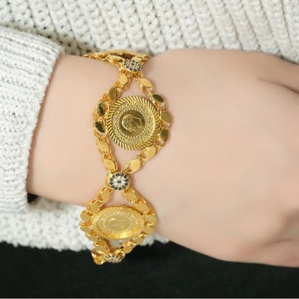 14 Ayar Üçlü Çeyrekli Pullu Bileklik 