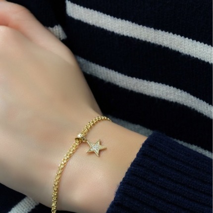 Taşlı Yıldız Bismark Bileklik 14 Ayar - 15