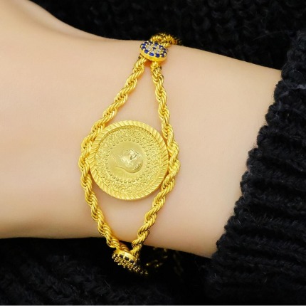 14 Ayar Çeyrekli Halat Bileklik 