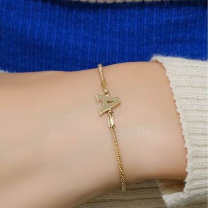 14 Ayar Harf Bileklik - S