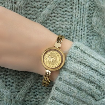 Yarım Altınlı Camlı Pullu Kelepçe - Tek Ebat