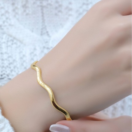 Ajda Zig Zag Bilezik Kelepçe (14 Ayar) 