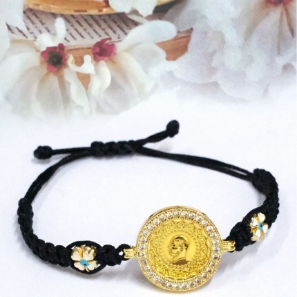 ipli yoncalı çeyrekli bileklik - Tek Ebat